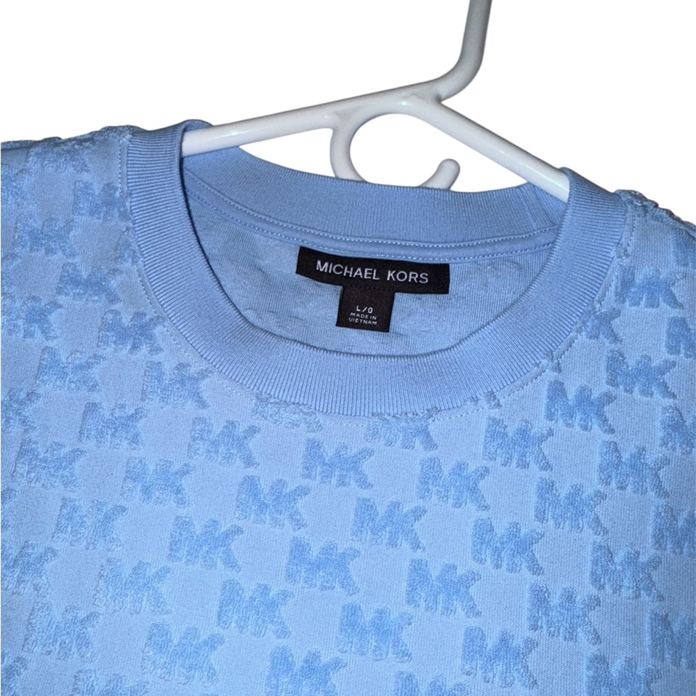 Michael Kors Light Blue Patterned Tee - image 2